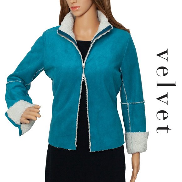 Velvet Brand Teal Small Zip Front Sweater Jaket - Picture 2 of 6